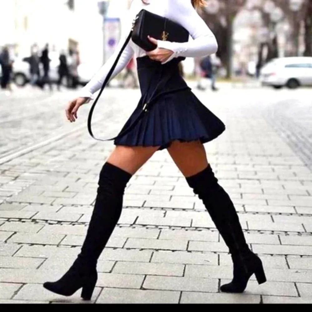 SAM EDELMAN. Sleek Black Over-the-Knee Boots with High Heel